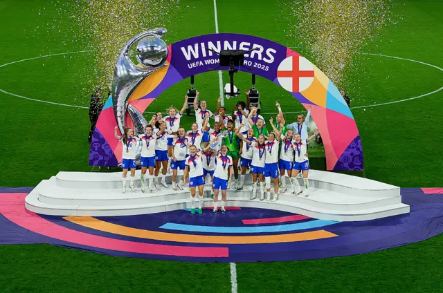 England players celebrating Euros win