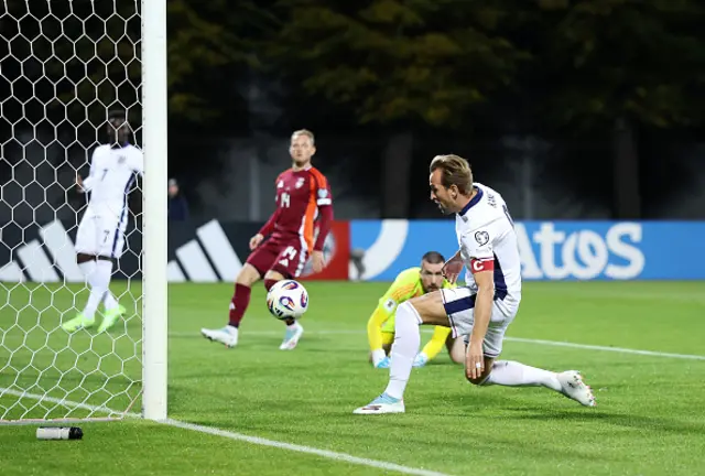Harry Kane of England scores a goal which was later ruled out