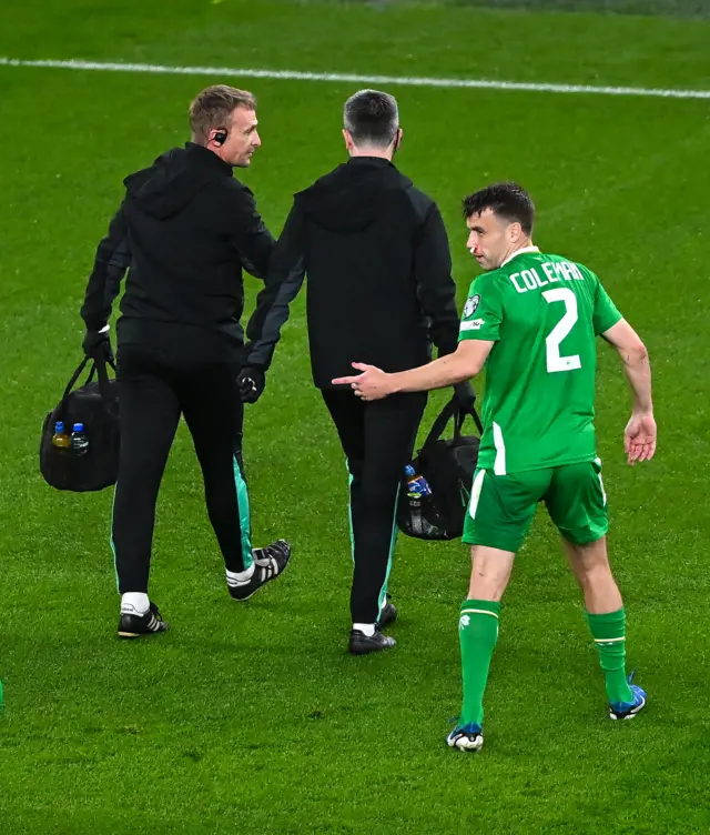 Seamus Coleman with a bloody nose in the Republic of Ireland's clash with Armenia.