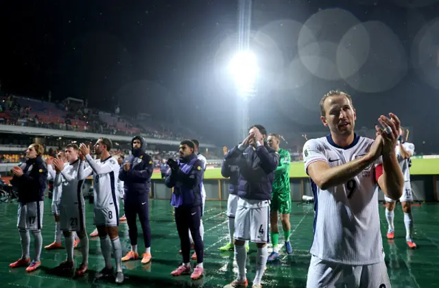 Harry Kane applauds the fans