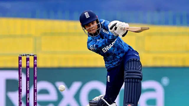 England's Sophia Dunkley plays a shot during the ICC Women's Cricket World Cup 2025