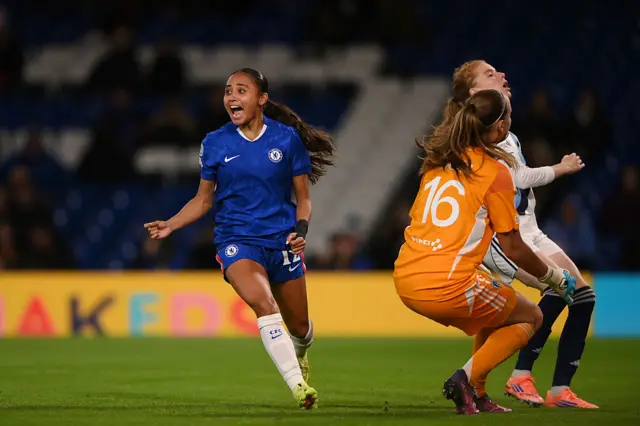 Alyssa Thompson of Chelsea celebrates