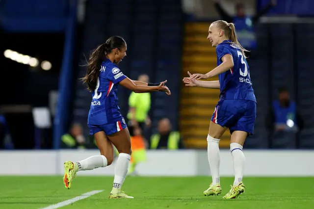 Alyssa Thompson of Chelsea celebrates