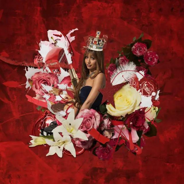 Pink's album cover art, which shows her in between a heart made of different flowers