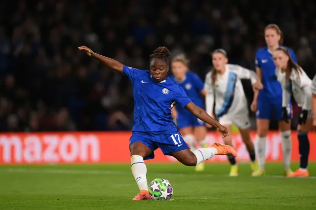 Sandy Baltimore of Chelsea scores a penalty