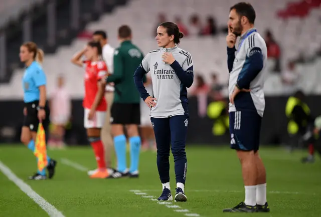 Renee Slegers, Manager of Arsenal, looks on