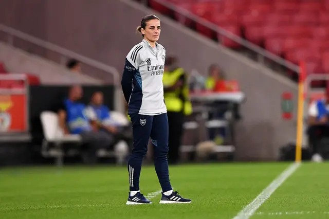 Renee Slegers, Manager of Arsenal, looks on