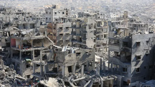 Debris and damaged homes in Gaza City