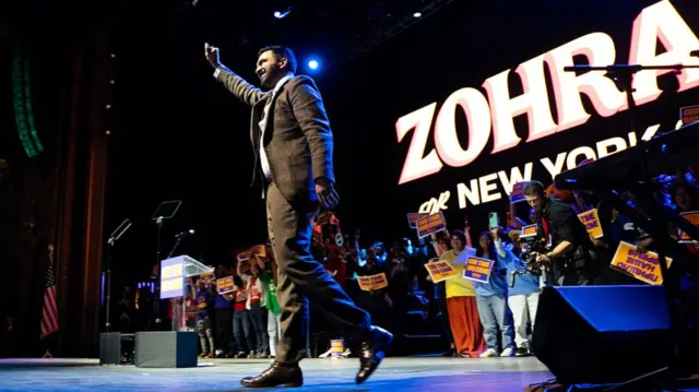 Zohran Mamdani at a campaign event