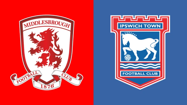 Middlesbrough and Ipswich Town club badges side-by-side