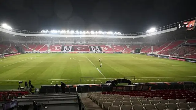 Closed doors match in Debrecen, Hungary.