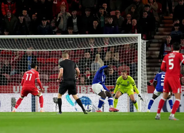 Ipswich Town's Cedric Kipre scores an own goal