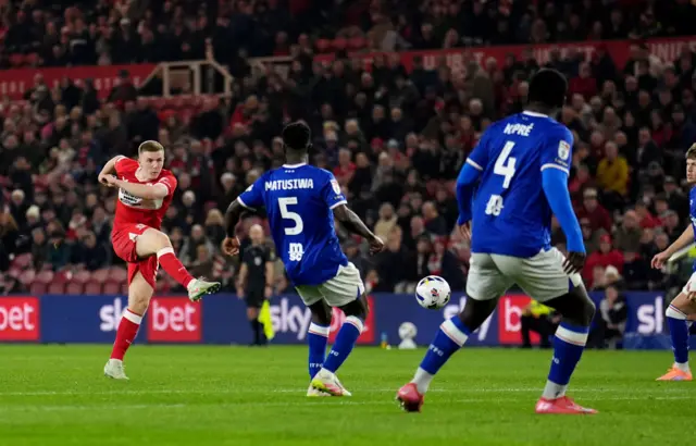 Middlesbrough's Matt Targett has a shot on goal