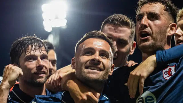 Lewis Vaughan celebrates