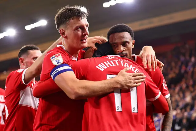 Morgan Whittaker of Middlesbrough celebrates