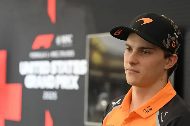 Oscar Piastri in the media pen in Austin