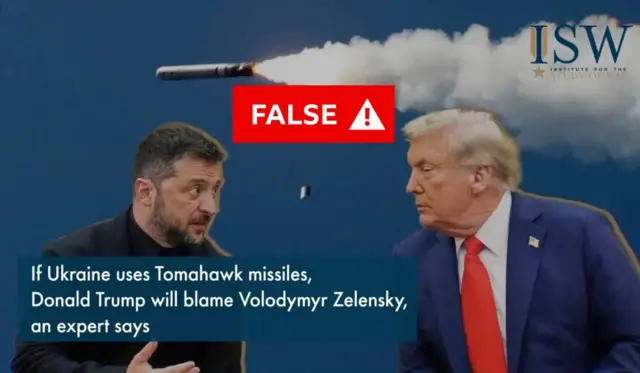 A screengrab from a fake video with a red warning labels saying 'False'