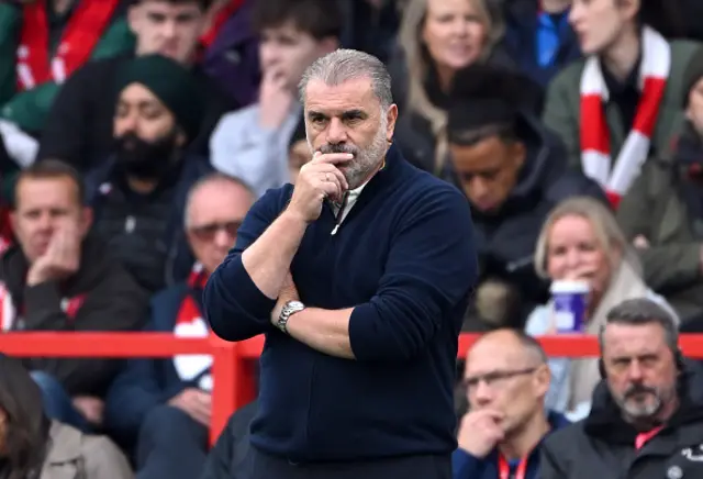 Ange Postecoglou, Manager of Nottingham Forest, looks on