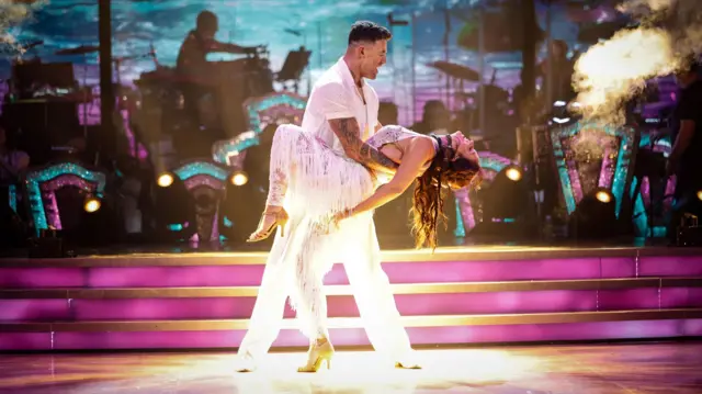 Vicky Pattison and Kai Widdrington during the dress rehearsal for Saturday's Strictly Come Dancing show on BBC1.