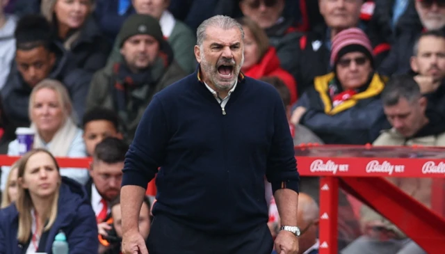 Nottingham Forest manager Ange Postecoglou shouts