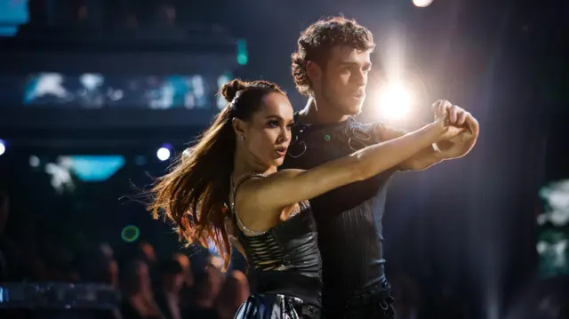 George Clarke and Alexis Warr during their appearance on the live show of Saturday's Strictly Come Dancing show on BBC1. Issue date: Saturday October 4, 2025.