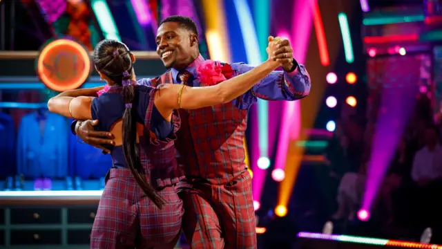 Karen Hauer and Harry Aikines-Aryeetey during their appearance on the live show of Saturday's Strictly Come Dancing show on BBC1.