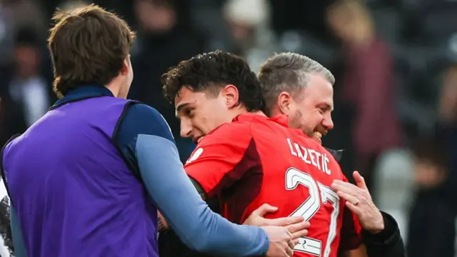 Aberdeen's Marko Lazetic and Jimmy Thelin celebrate