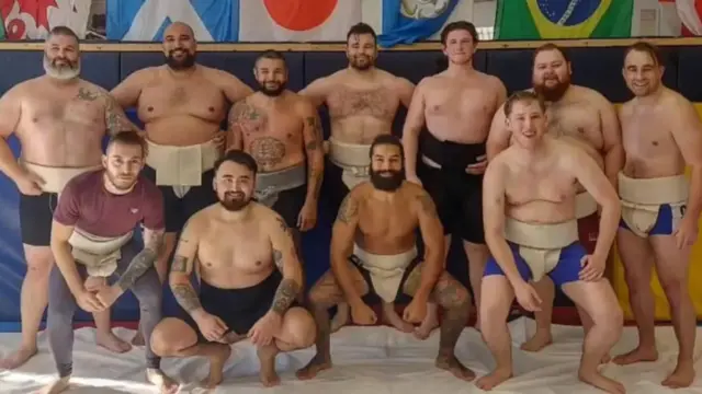 UK champion Will Bowles wrestles with Doncaster Sumo Club