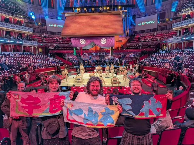 Lily, Jim and Ed from London, (left to right) Holding Ura, Ichiyamamoto and Shodai towels