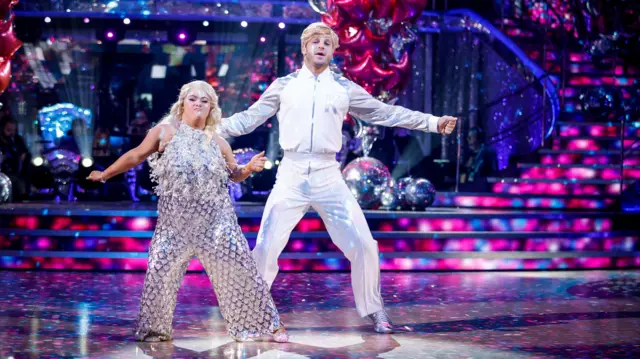 Ellie Goldstein and Vito Coppola during the dress rehearsal for Saturday's Strictly Come Dancing show on BBC1.