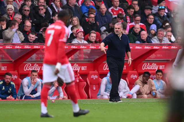 Ange Postecoglou, head coach of Nottingham Forest looks on