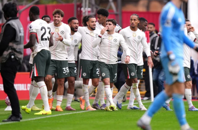 Chelsea's Pedro Neto celebrates scoring their side's second goal