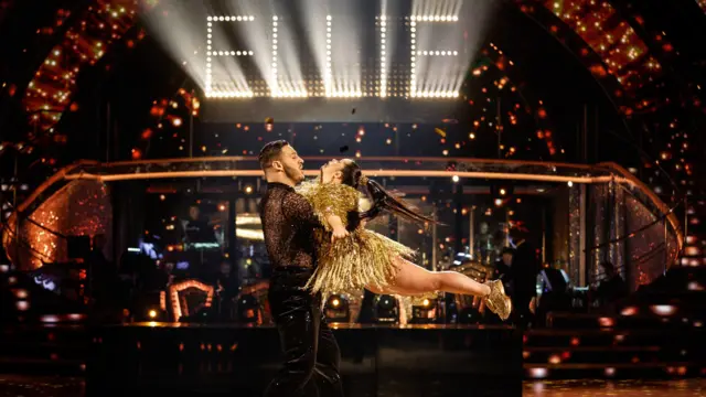 Ellie Goldstein and Vito Coppola during their appearance on the live show of Saturday's Strictly Come Dancing show on BBC1. Issue date: Saturday October 18, 2025.