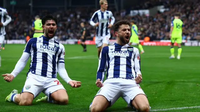 West Brom celebrate scoring