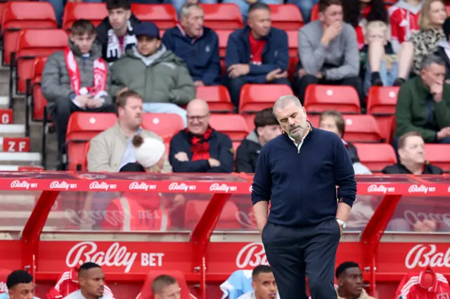 Ange Postecoglou Head Coach of Nottingham Forest looks dejected