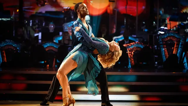 Alex Kingston and Johannes Radebe during their appearance on the live show of Saturday's Strictly Come Dancing show on BBC1.