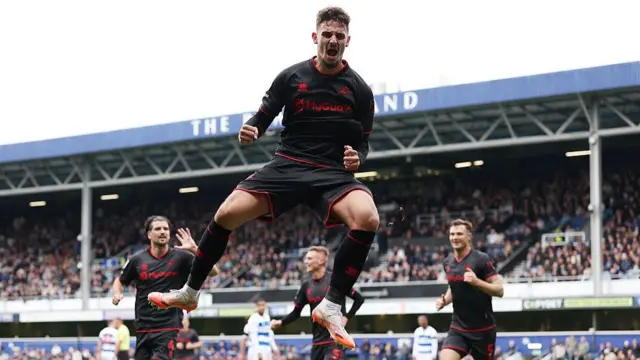 Mihailo Ivanovic celebrating his goal for Millwall against QPR