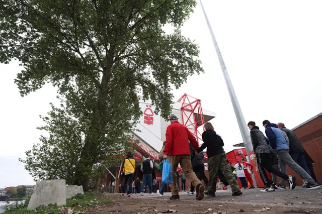 General view outside the stadium as fans