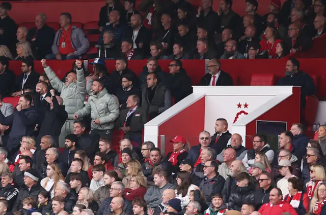 Evangelos Marinakis, owner of Nottingham Forest (L) as Enzo Maresca manager / head coach of Chelsea celebrates