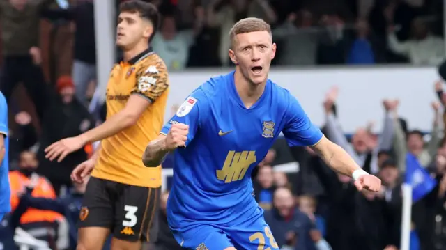 Jay Stansfield celebrates scoring