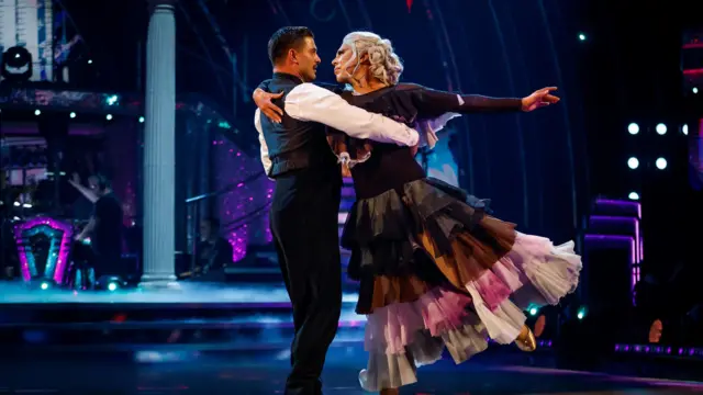Aljaz Skorjanec and La Voix during the dress rehearsal for Saturday's Strictly Come Dancing show on BBC1.