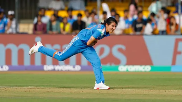 Renuka Singh Thakur of India bowls