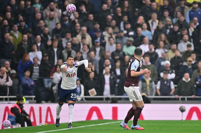 Pedro Porro takes a throw-in