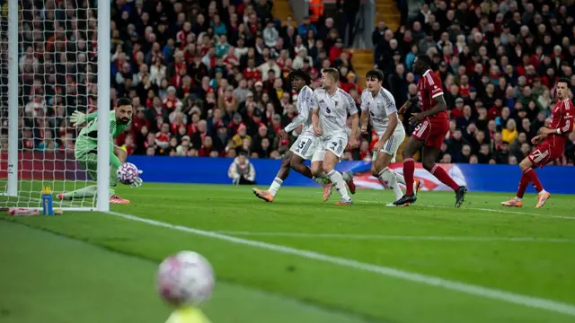 Harry Maguire scores against Liverpool