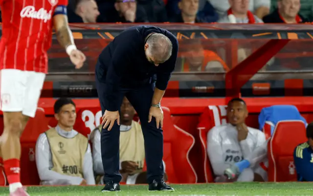 Ange Postecoglou Head Coach of Nottingham Forest reacts