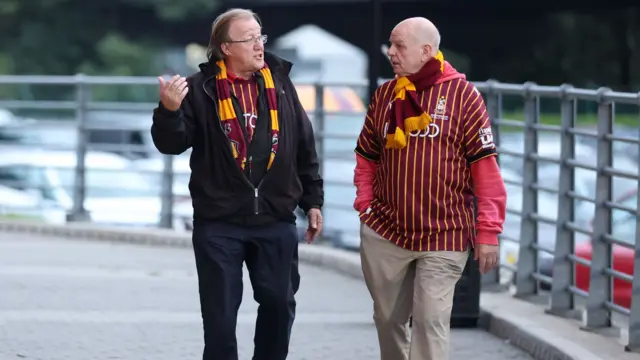 Bradford fans arrive at the New York Stadium