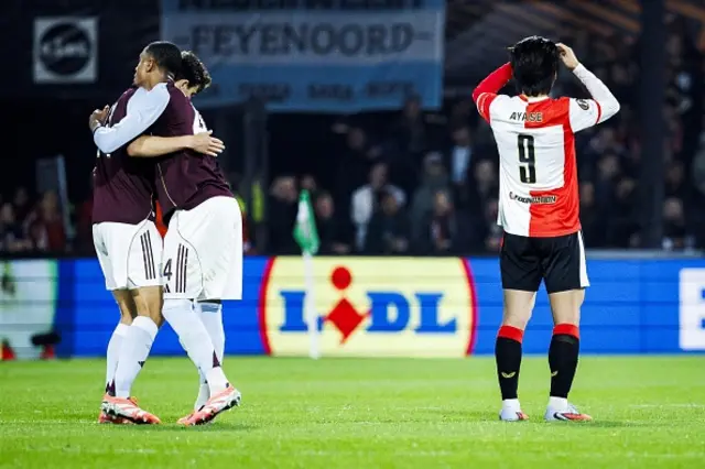 Ayase Ueda of Feyenoord reacts