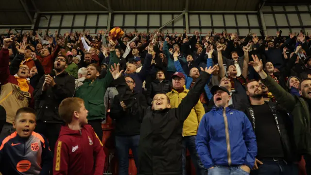 Bradford fans in full voice at Rotherham