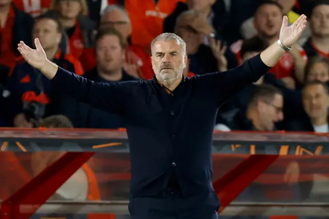 Ange Postecoglou Head Coach of Nottingham Forest reacts