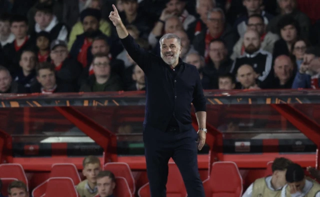 Nottingham Forest manager Ange Postecoglou reacts